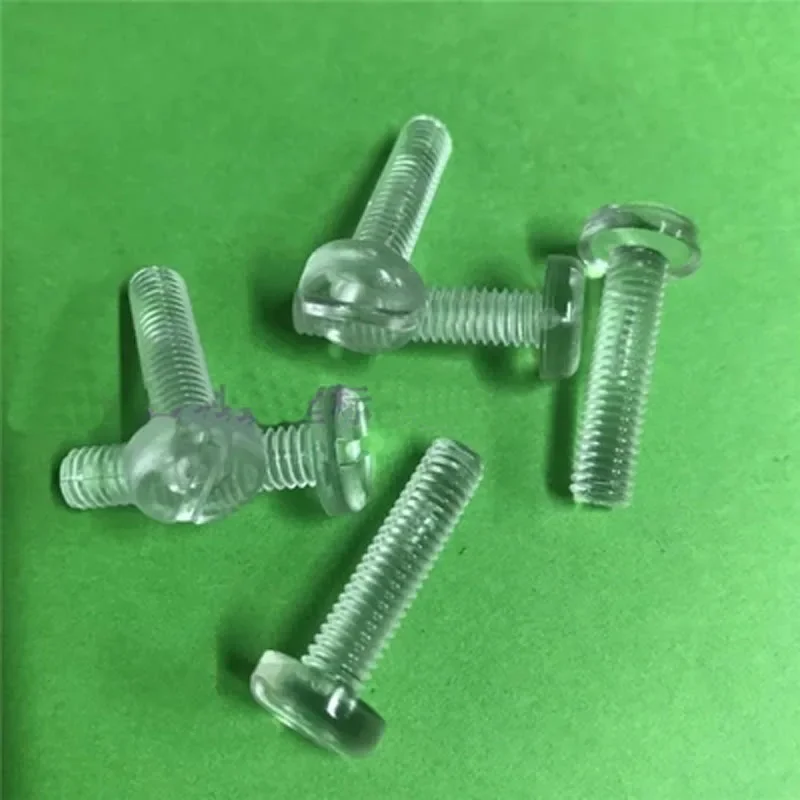 

1Best 30pcs M4 Slotted round head Plastic screw Transparent screws Plastics bolt Yalik bolts 6mm-20mm Length