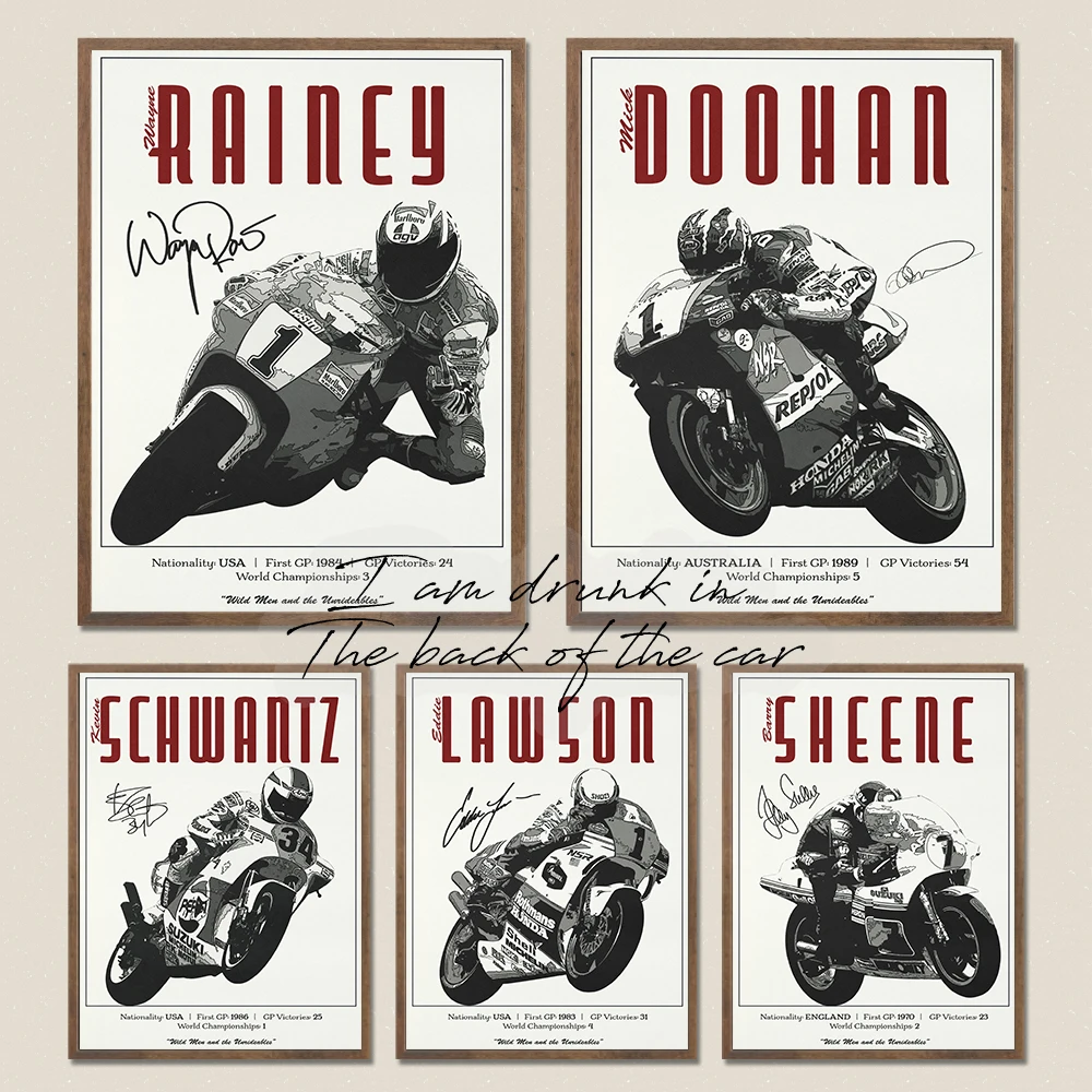 Motor GP Poster Canvas Printing Famous Motorcycle Racing Players Poster Motorcycle Art Decor Bar Home Boys Room Aesthetic Decor