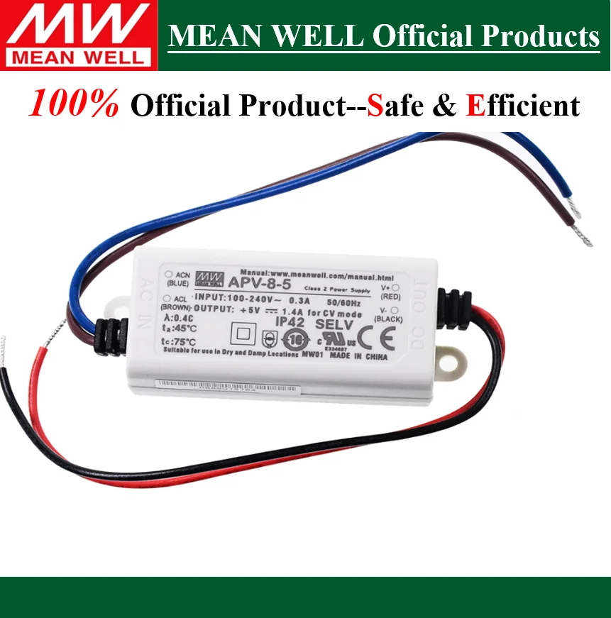 MW--MEAN WELL 8W Single Output Switching Power Supply APV-8-5 | 5V  APV-8-12 | 12V APV-8-24 | 24V