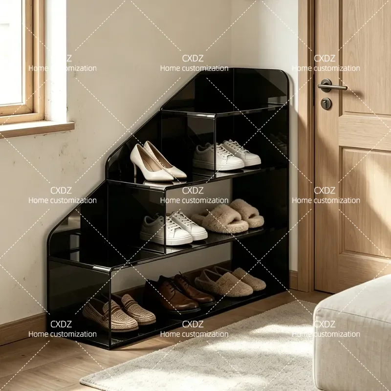 Modern Light Luxury Acrylic Stepped Shoe Rack Entryway Storage Cabinet Household Shoe Organizer Finishing Shelf for Entrance