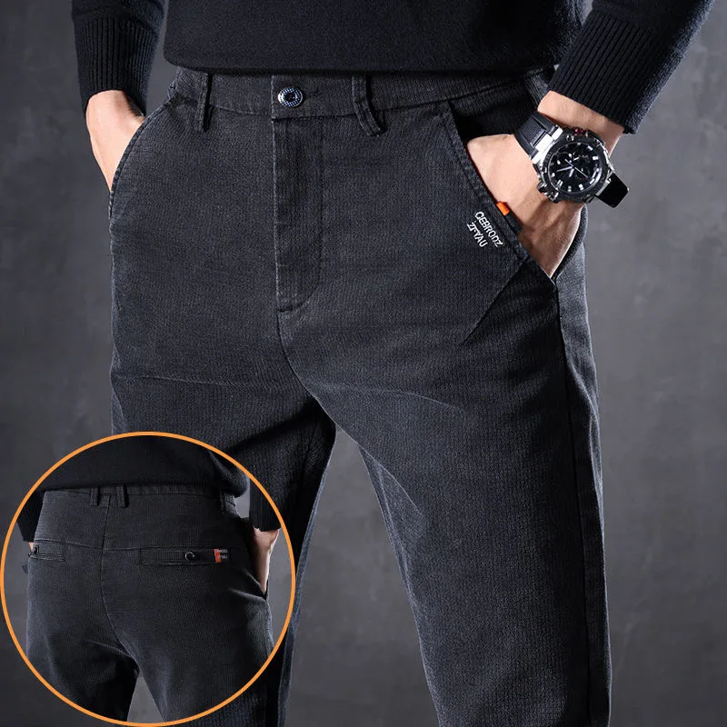 2024 Spring and Autumn New Fashion Solid Color Straight Elastic Pants Men's Casual Comfort Breathable High Quality Pants 28-38