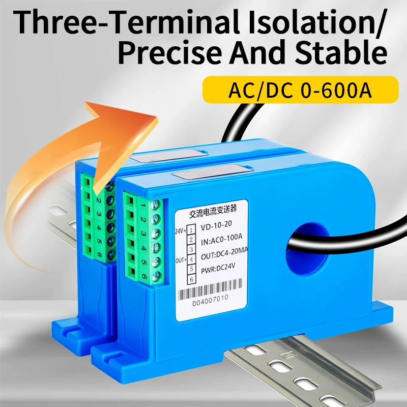 

Датчик тока AC DC 0-600A 4-20 мА 0-10 В RS485 20 мм Датчик тока с закрытой петлей Высокоточный датчик тока с эффектом Холла