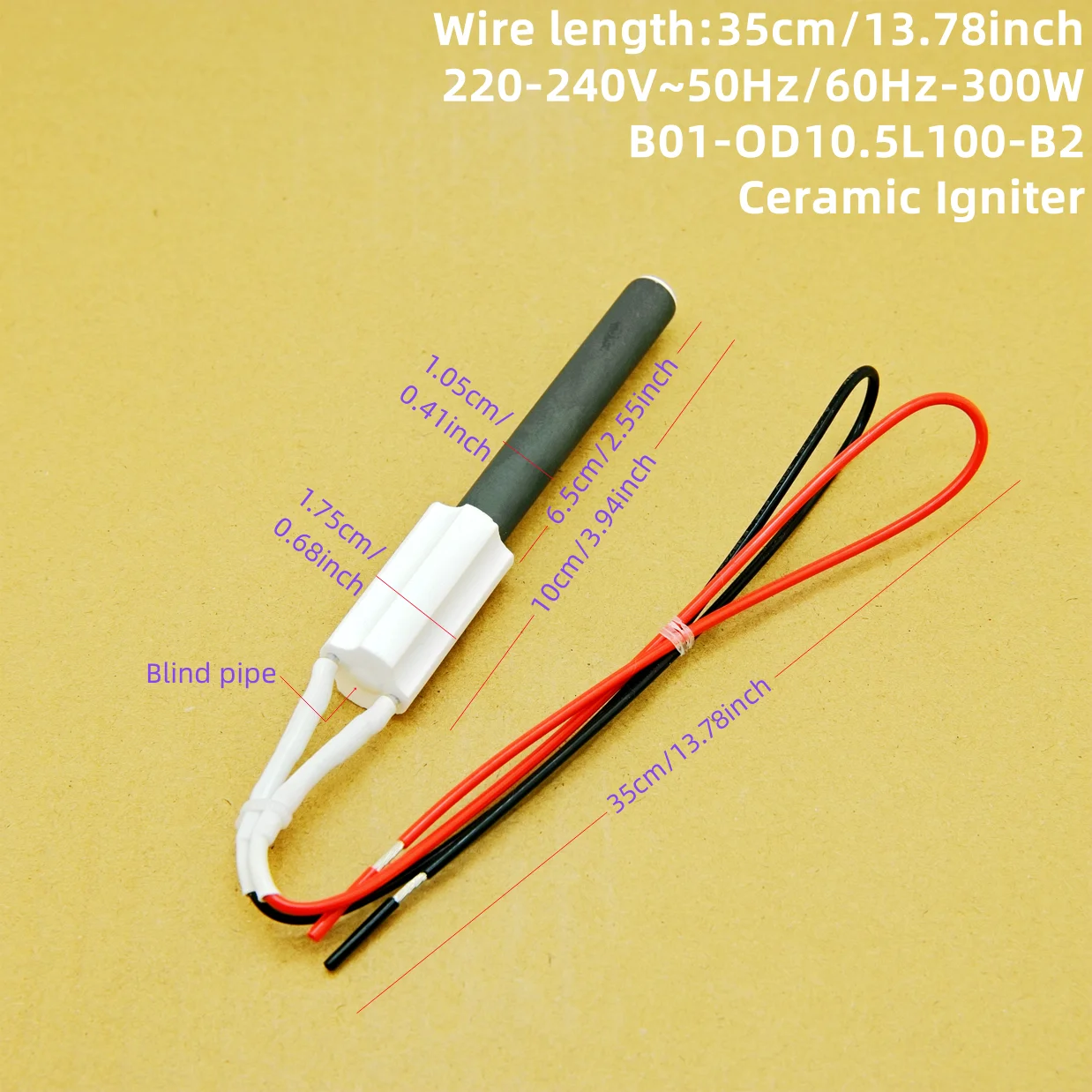 220V 300W Ceramic Igniter,pellet barbecue stove heating furnace Ignition rod, internal and external insulation, safe and env