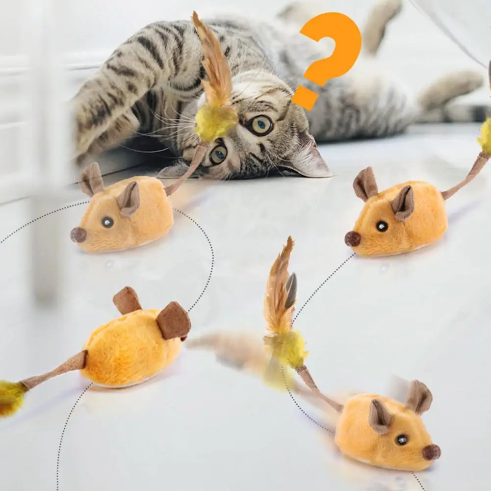 Jouet pour chat avec détecteur de mouvement, jouet pour chat passionnant, jouet LED aste, queue de plume de souris mobile réaliste, adapté aux étudiés d'intérieur