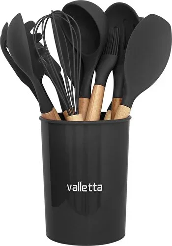 Mixa Heat Resistant Fireproof Non-stick 33 Piece Silicone Spatula Kitchen Set Black VLT33LÜ