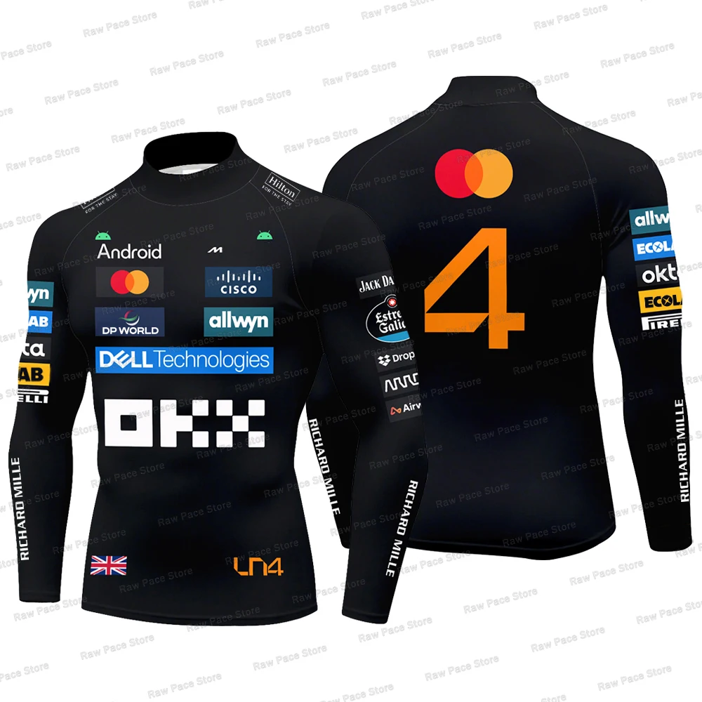 Camiseta de Compresión con Cuello Alto para Hombre, Oscar Piastri 81, Norris 4, para Fanáticos del Automovilismo, Deportes al Aire Libre, Gimnasio, Secado Rápido, Manga Larga