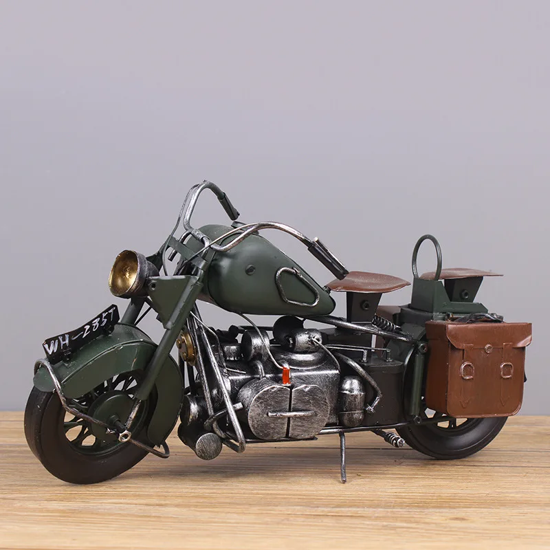 Retro motorcycle model handmade ornaments metal car home living room window creative decoration wholesale