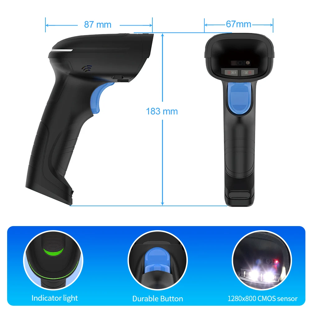 GTCODESTAR Industriële 2D Barcodescanner Handheld Bedraad Barcode Scannen Pistool USB Barcodelezer QR Code Scanner voor Supermarkt