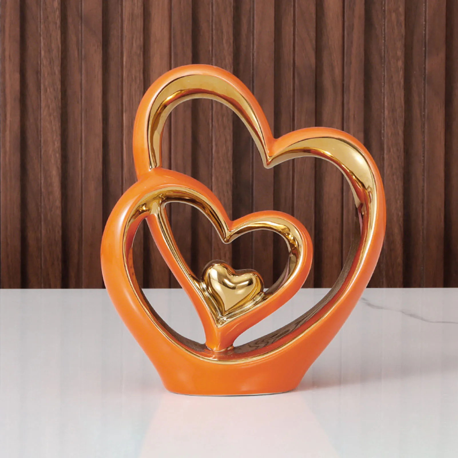 Ceramic Heart Statue Ornament Living Room Entrance Wine Cabinet Desktop Decor for Glass Display Cabinet Valentine Birthday Gifts