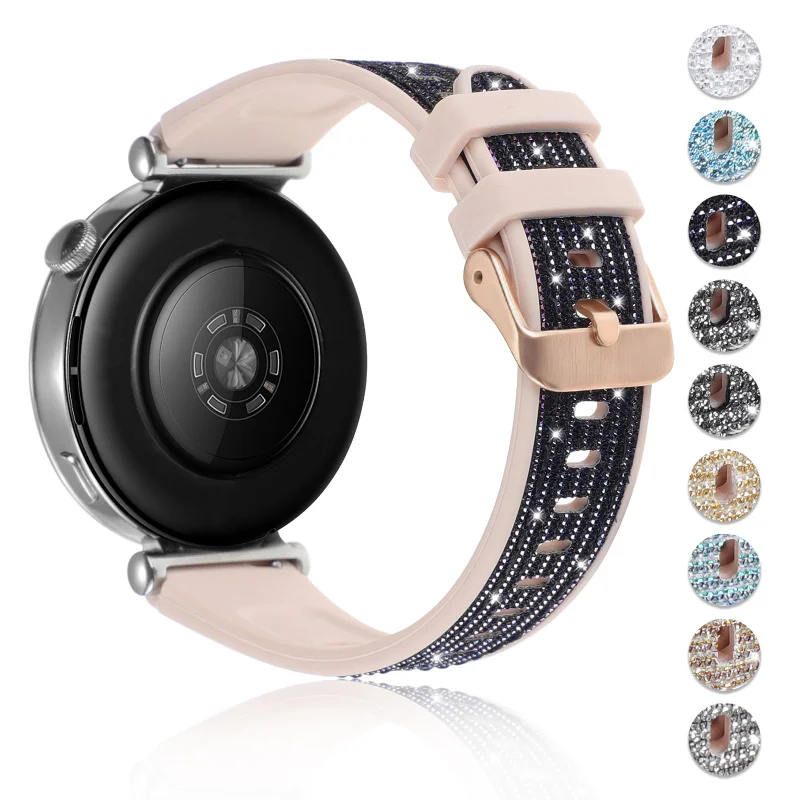 18mm Glitter Silicone Strap For Huawei Watch GT6/5/4 Compatible with 41mm Women's Casual Strap Skin-Friendly Comfort Breathable
