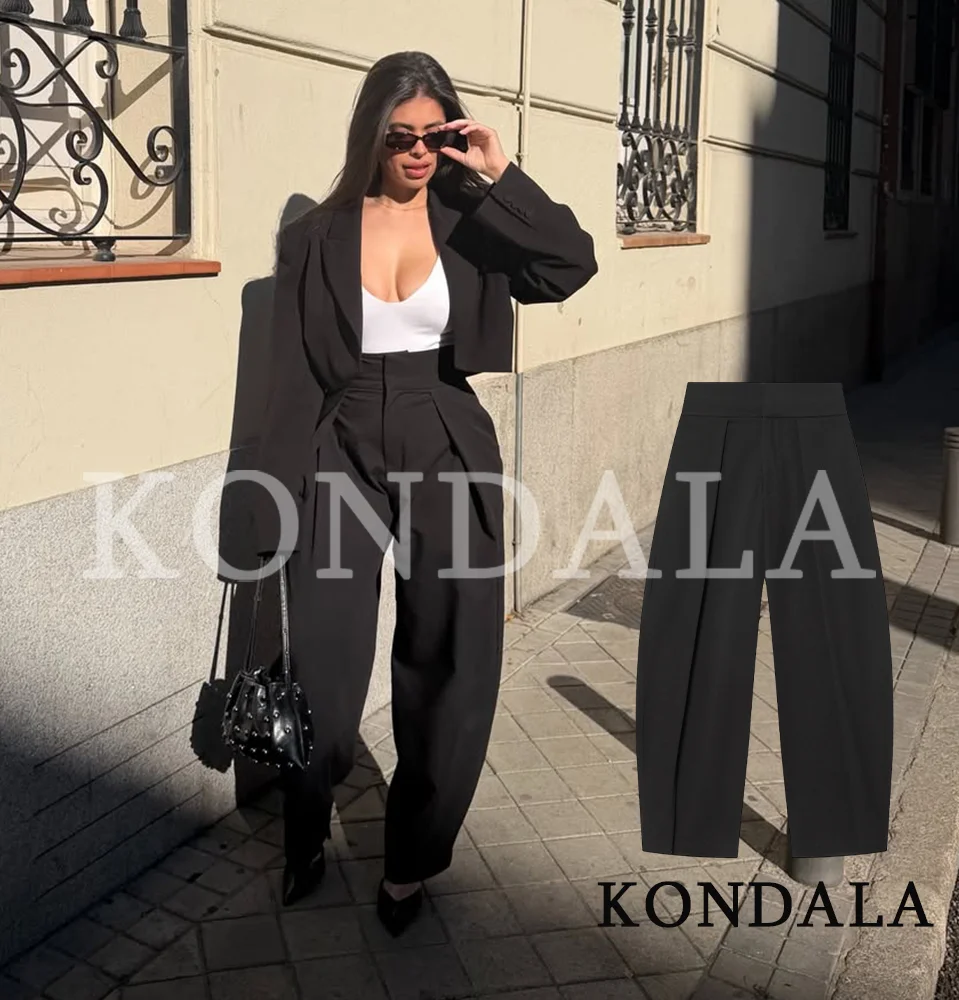 Pantalon plissé ballon KONDALA pour femme, style urbain et décontracté, nouvelle collection Printemps 2026, élégant et tendance