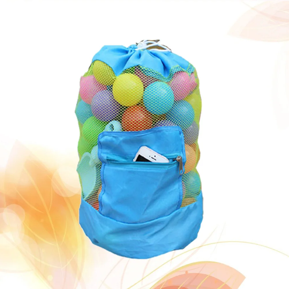 Black Kids Beach Mesh Backpack Foldable Storage Bag for Sand Shells Towels Clothes Outdoor Sports Mesh Bag Children Storage Bags