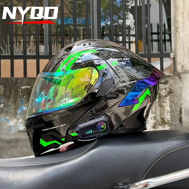 ORZ Flip Up Motorcycle Helmet Bluetooth Double Lens Full Face Helmet  DOT Approved Moto Cascos Motociclistas Capacete