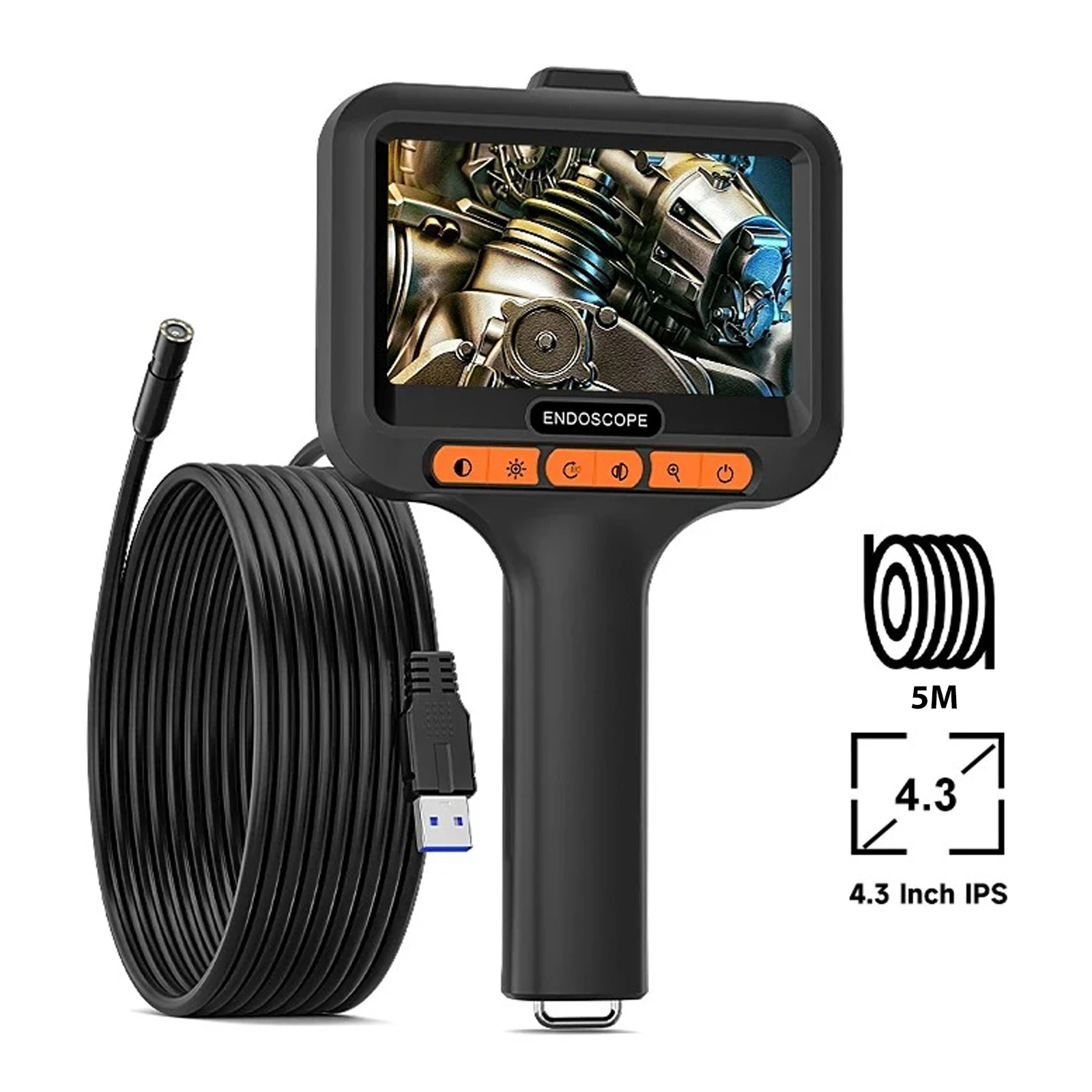 

4.3-inch Industrial Endoscope Camera 8mm HD 1080P Detachable Design IP67 Hand-held Borescope Camera For Piping Sewer Machinery