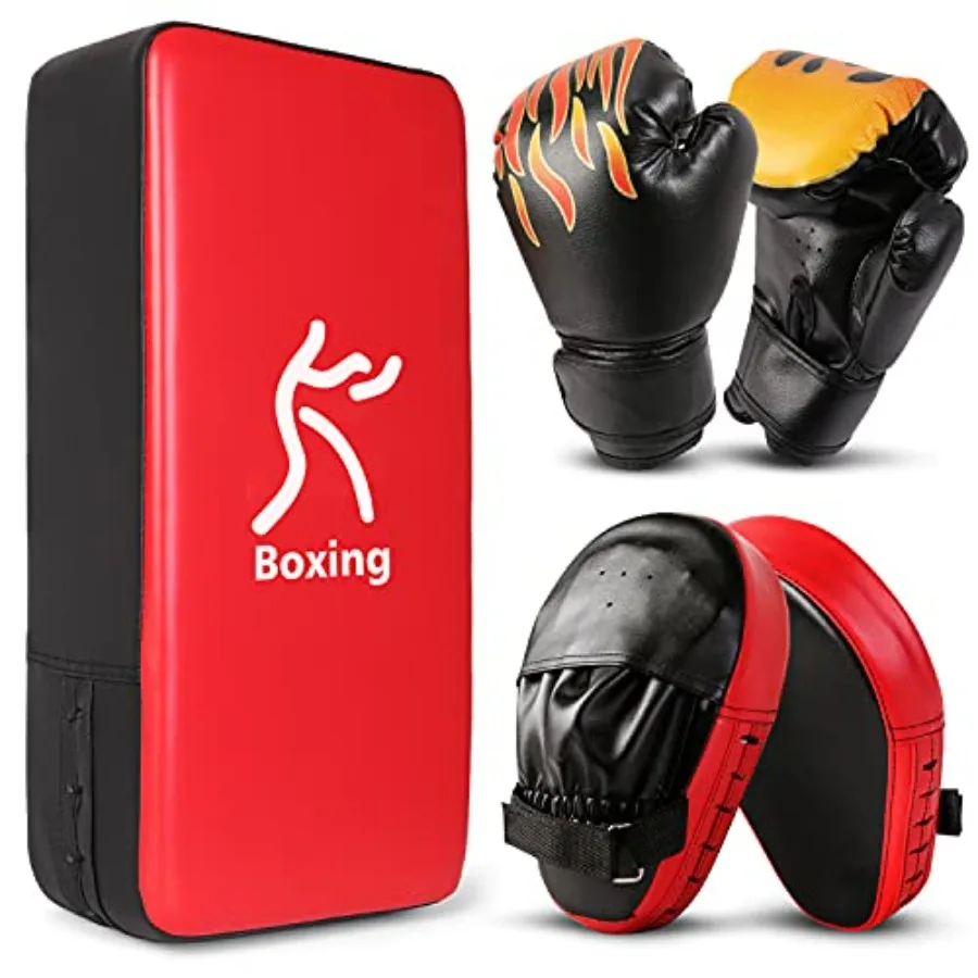 

3-in-1 Youth Boxing Set - Punching Mitts Kick Pads Gloves for Boxing Kickboxing Karate Muay Thai MMA Training Durable Foam Impa