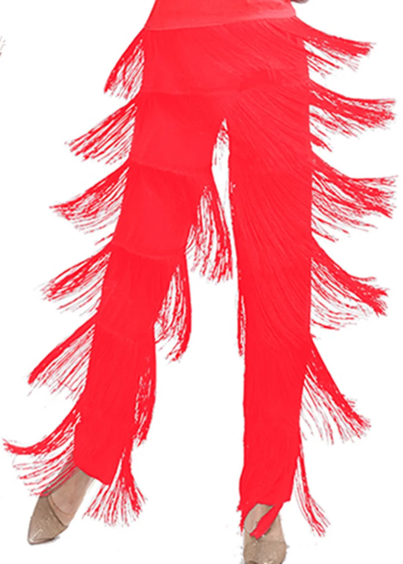 New 2023 Black Blue Red Purple Arrival Cheap Women Ladies Girls Fringe Latin Dance Pants Jazz Samba Fringe Dance Pants