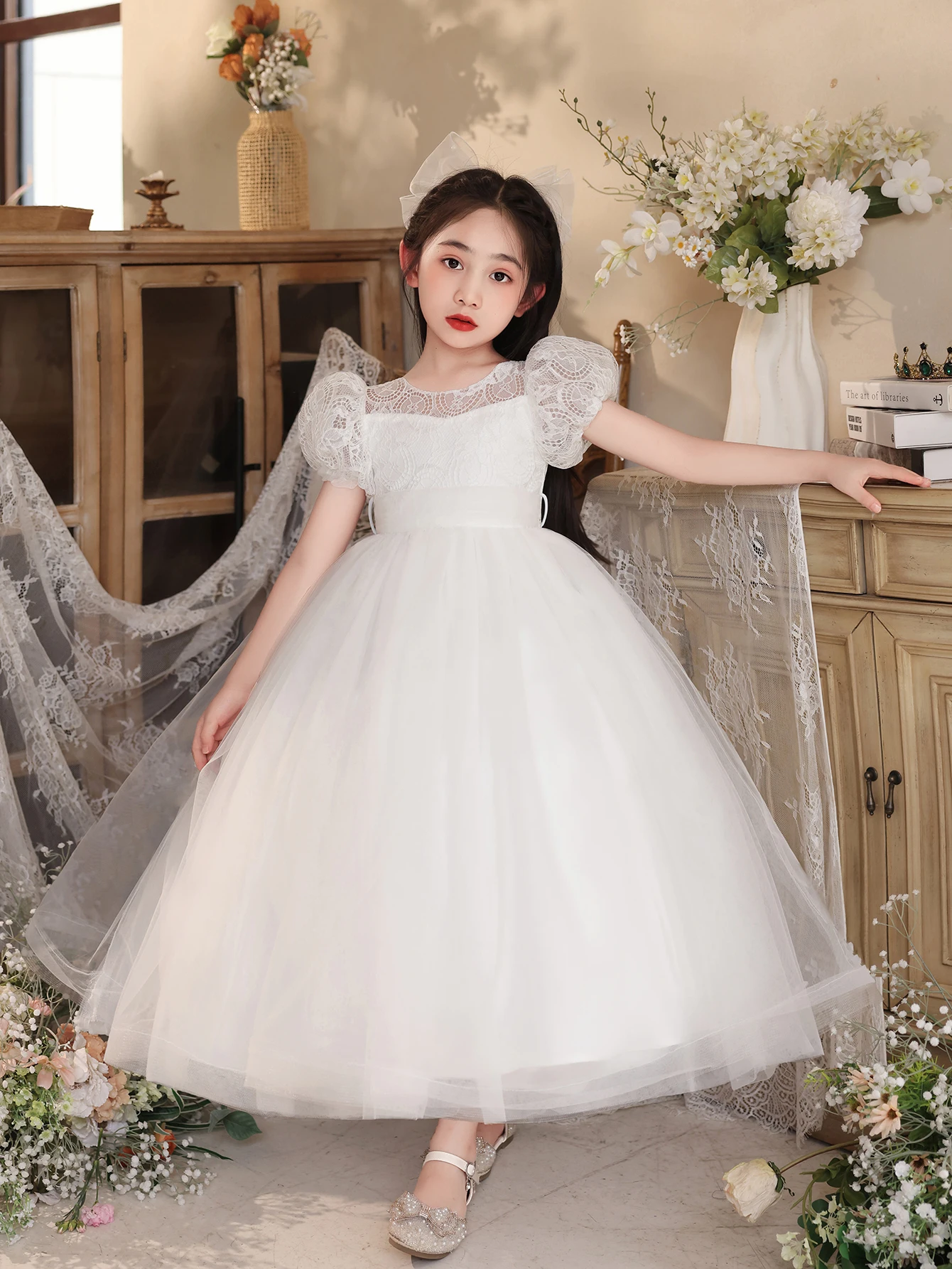 Hot Popular Girl Kids Flower Summer Gowns Apparel Child Anniversary Wedding Dress