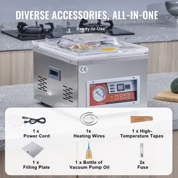 SucceBuy DZ-260A 真空封口機,封口長度 15.7 英寸,適用於家庭食品、肉類和醃料的廚房真空包裝機 8 最佳銷售 真空食品封口機 - №1