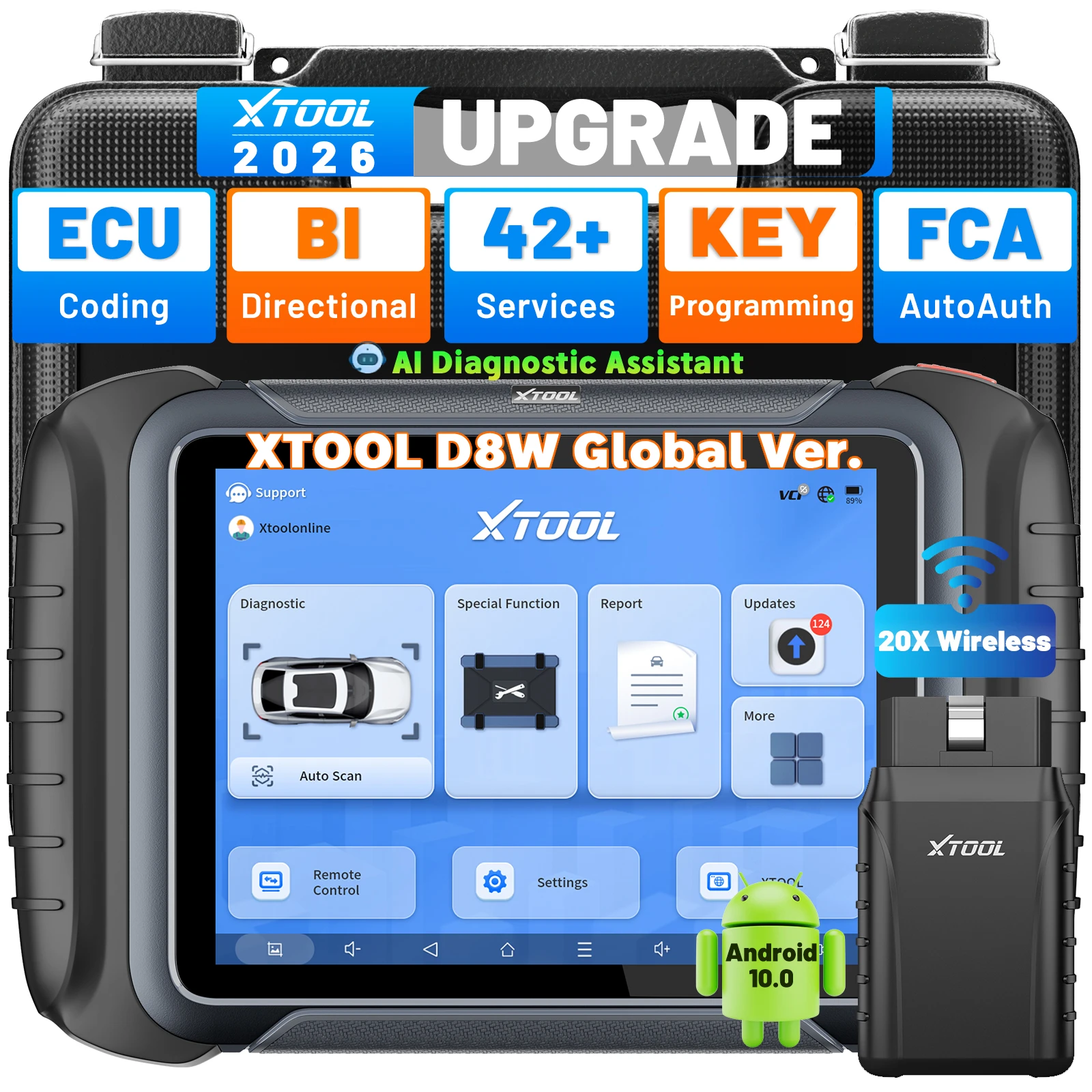 USA Stock XTOOL D8W Smart AI Obd2 Diagnostic Scanner 2026 Automotive Key Programming Tools Multifunction Vehicle Workshop Tools