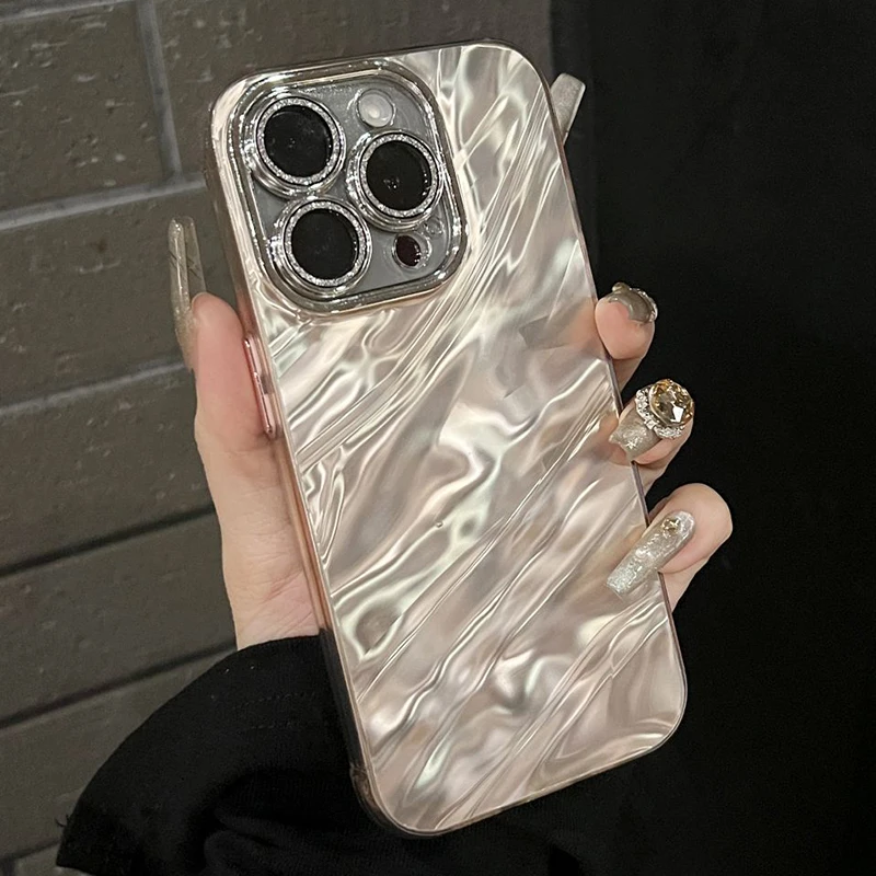 

Fashion with Glitter Powder Lens Film Case for iPhone 16 15 14 13 12 11 Pro Max Plus Fall Prevention Anti-Fingerprints Cover