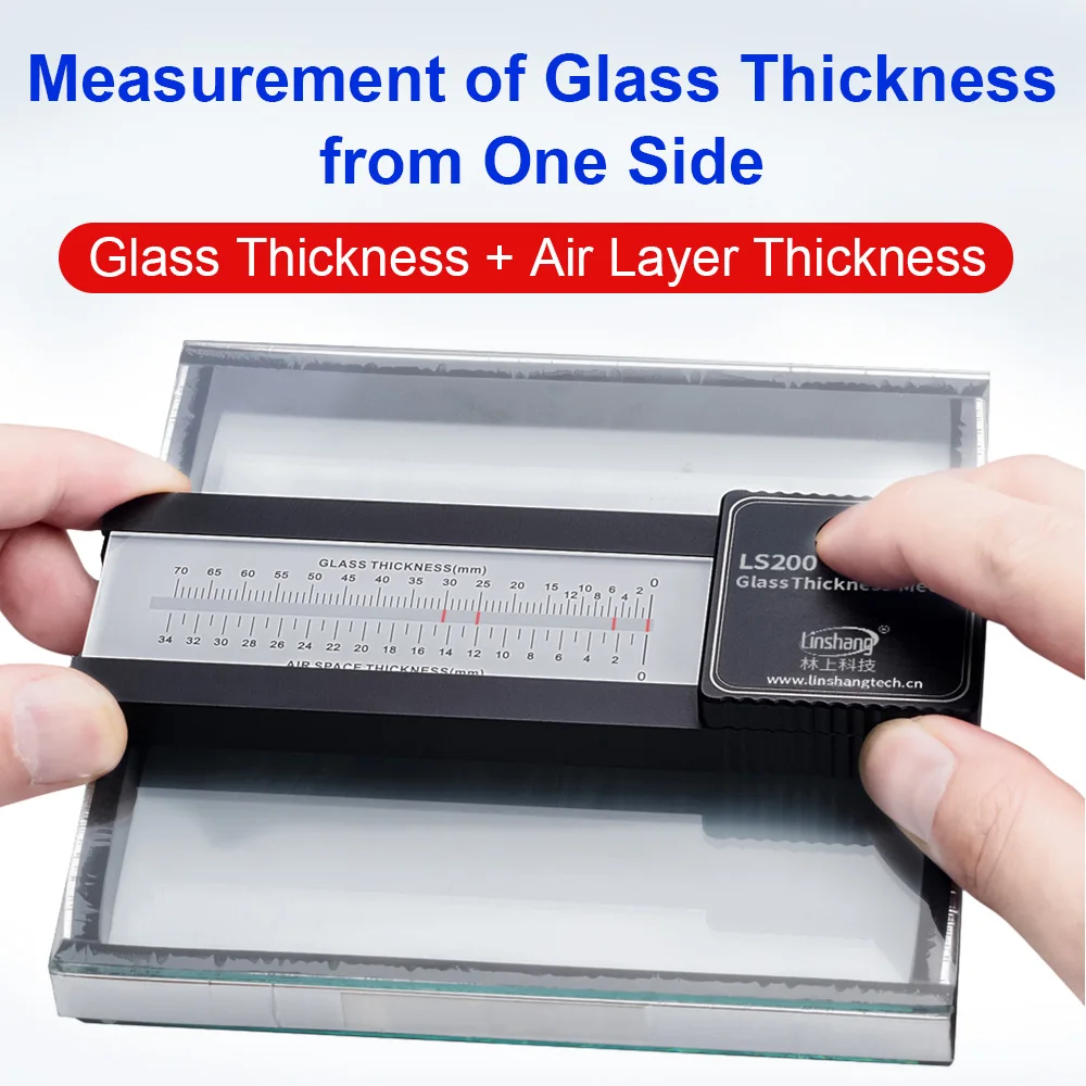 LS200 Glass Thickness Gauge for Single Double Layer Insulated Tri Glazing Building Glass Measurement ±0.5mm Accuracy