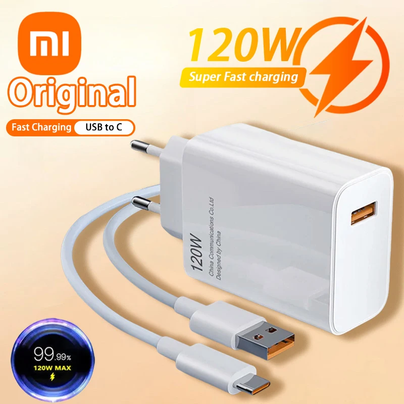 샤오미 120W USB 고속 충전기 휴대폰 충전기 어댑터, QC 3.0 고속 충전 6A USB C 타입 케이블, 샤오미 화웨이 삼성용 