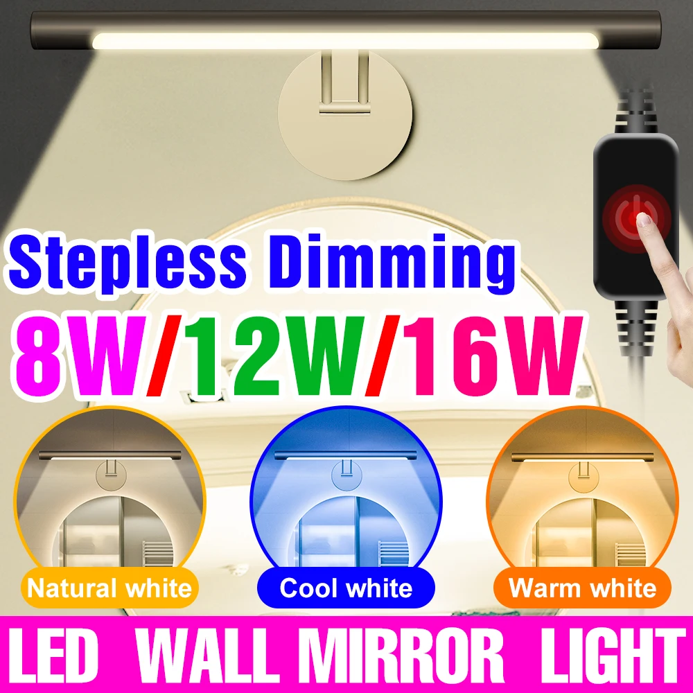 

LED Makeup Mirror Lamp Bathroom Vanity Lights Dimmable LED Dressing Tables Mirror Wall Lamp For Bedroom Decoration 8W 12W 16W