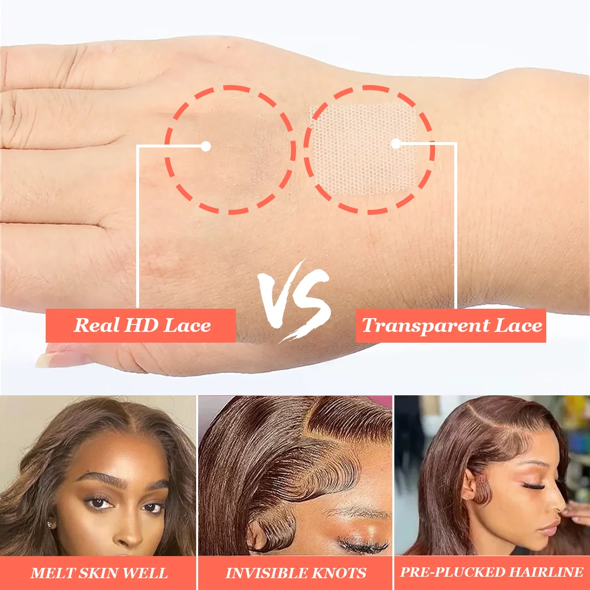 36 pulgadas # 4 marrón Chocolate 220% densidad onda del cuerpo 13x4 13x6 HD peluca Frontal de encaje transparente pelucas de cabello humano brasileño para mujeres