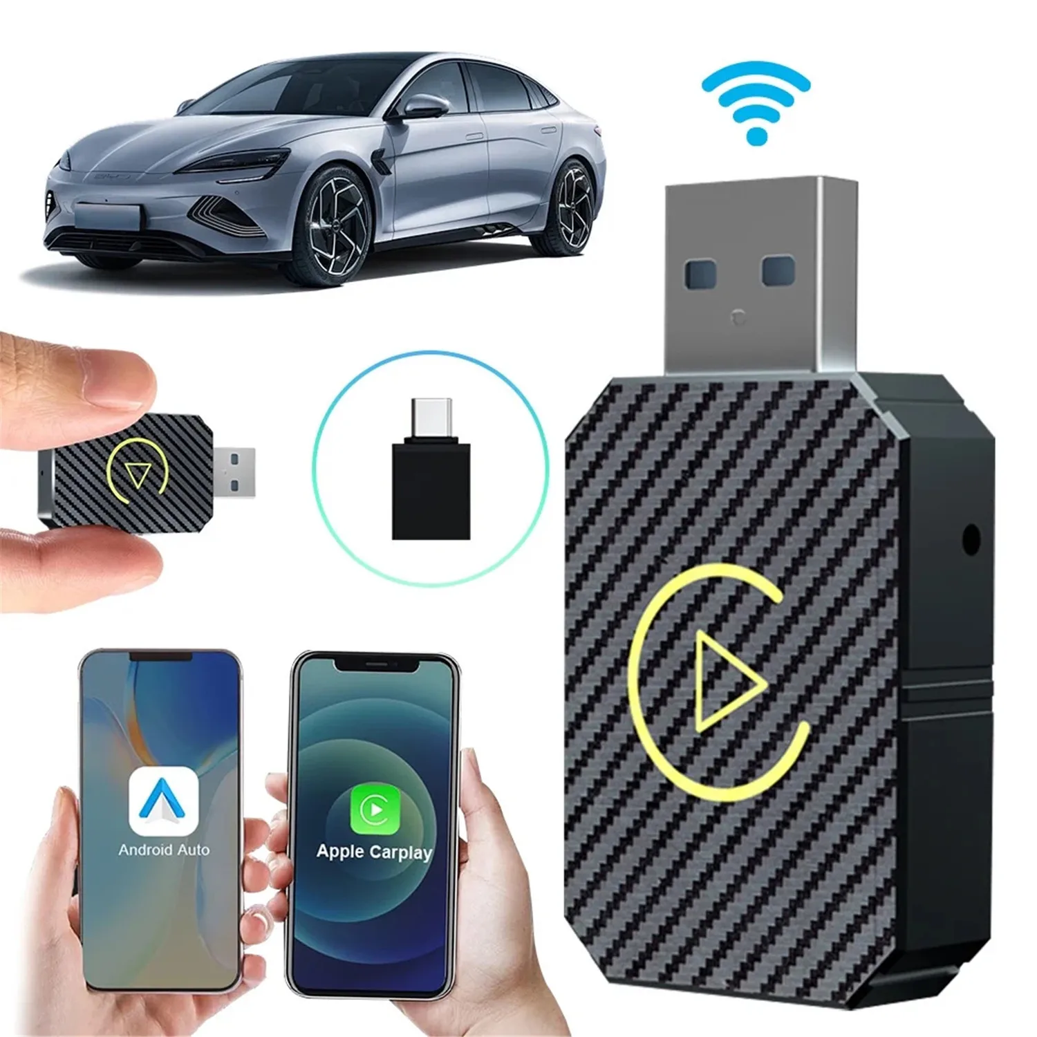 

2 in 1 Wireless CarPlay Adapter&Android Mini Auto Wireless Adapter 5Ghz WiFi USB Dongle Carplay Wireless Adapter