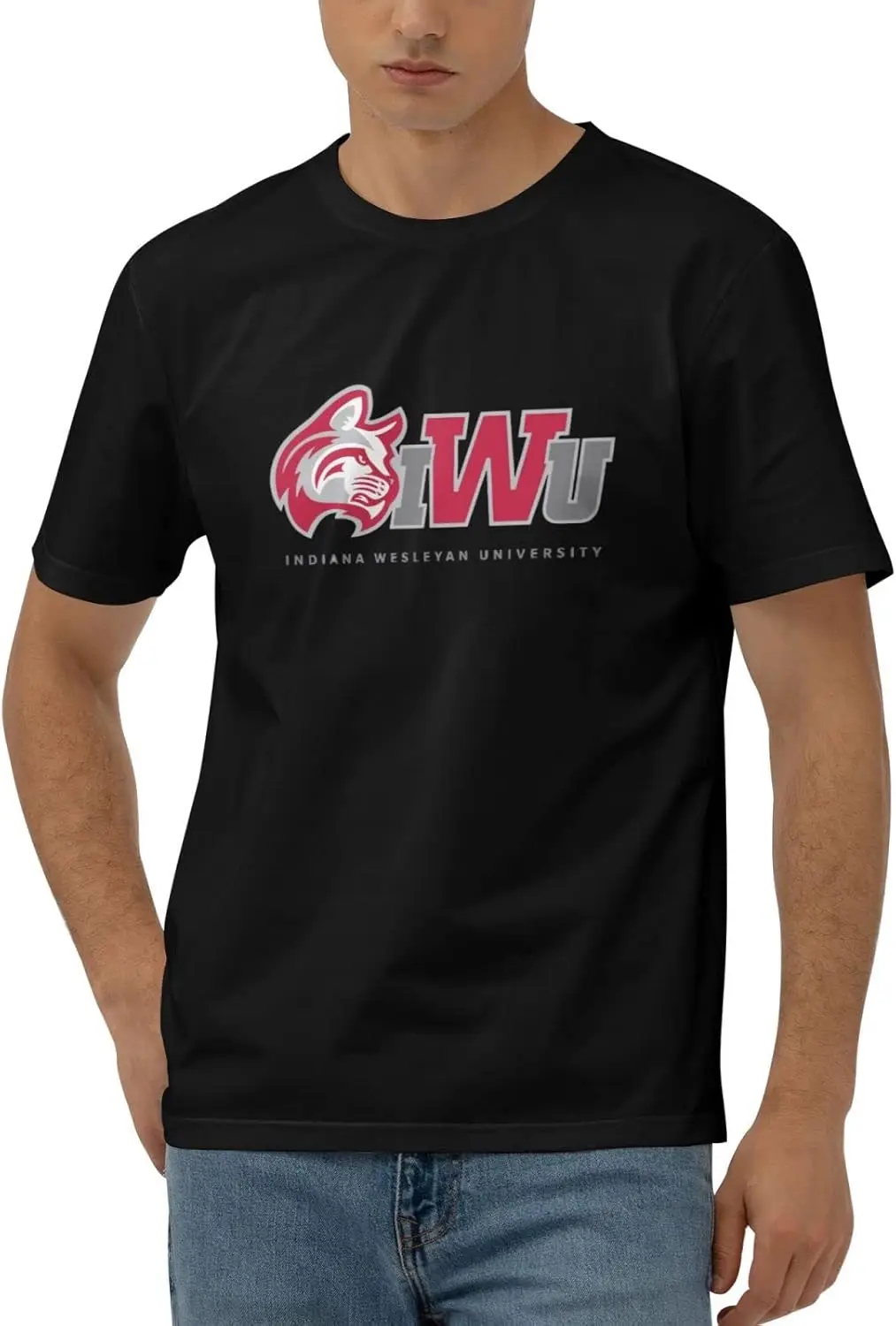 Indiana Wesleyan University Logo Men's 170g Combed Cotton Short Sleeve T-Shirt