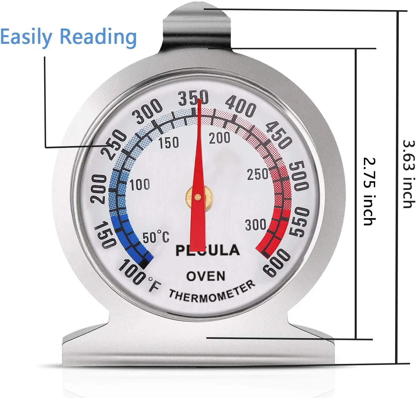 Oven Thermometer, 50-300°C/100-600°F Instant Read Cooking Thermometer, Stainless Steel Oven Thermometer for Electric & Gas Oven