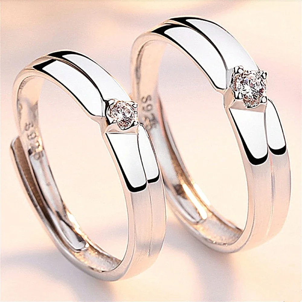 1 Pair Classic Four Claws Couple Rings Copper Plated Platinum Overlap Opening Adjustable Creative Finger Jewelry Free Shipping