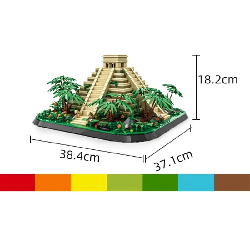 Woma Brand Building Block Toys for  Mexico Mayan Historical Ancient Architecture Kukulcan Construction Model Brick Toys