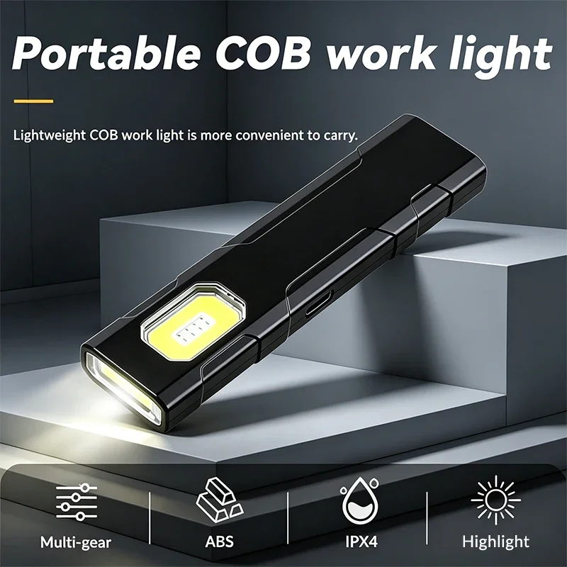 Small flashlight, super bright, long battery life, outdoor rechargeable, multifunctional magnetic working small flashlight