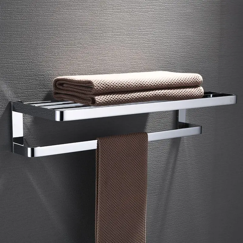 Solid all-copper double-layer bath towel rack towel rack bathroom storage rack hardware pendant