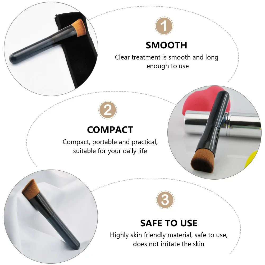 

Inclined Flat Head Makeup Brush Foundation Powder Tool Premium Synthetic Hair Soft Denser Silky No Shedding Smooth Practical