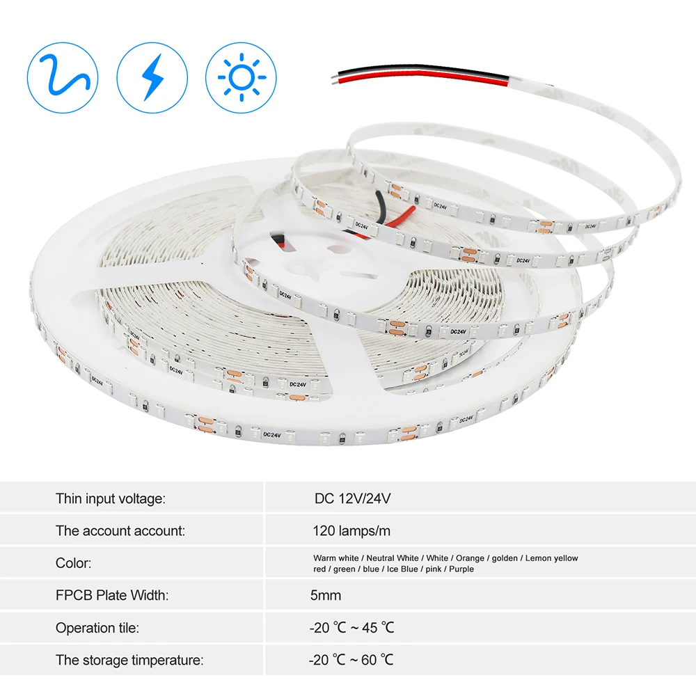 رقيقة جدا 5 مللي متر PCB LED قطاع ضوء 12 فولت 24 فولت 5 متر 10 متر 2835 120 المصابيح/م 13 ألوان RA85 شريط مرن الشريط ديكور المنزل الخلفية