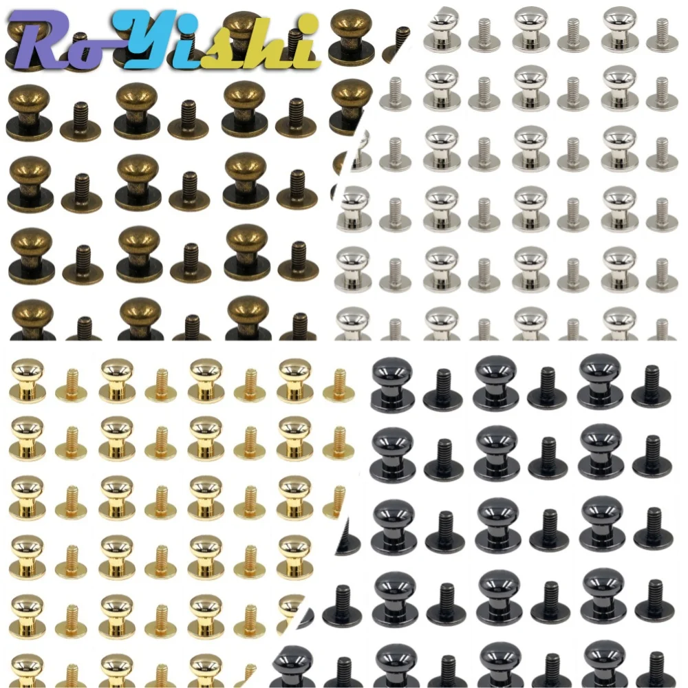 

10-100Sets 5/6/7/8/10/12mm Round Knob Rivets Metal Monk Head Screws Studs Alloy Nail Buckle Tack Cloth Button Bag Leather Crafts