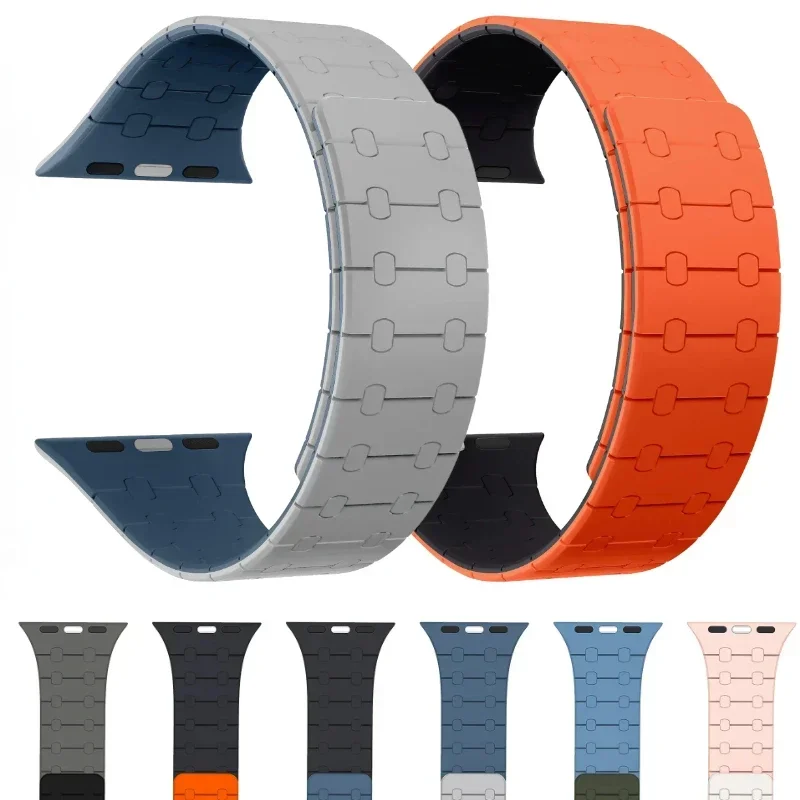 Magnetic Silicone Loop Strap for Apple Watch Band Ultra/2 49mm 10 9 8 7 46mm 45mm 41mm Link Bracelet for 6 5 4 SE 44mm 42mm 40mm