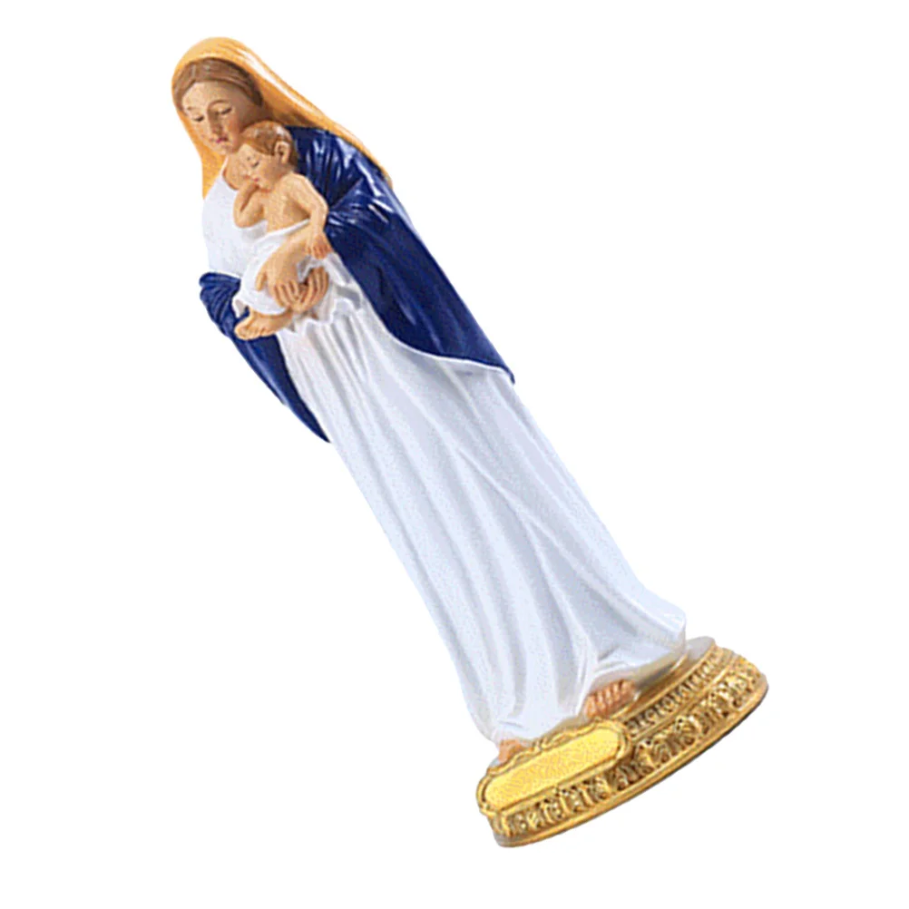 Resin Mary Statue with Child Religious Ornament Easy Clean Versatile Use for Various Occasions Mary Statue