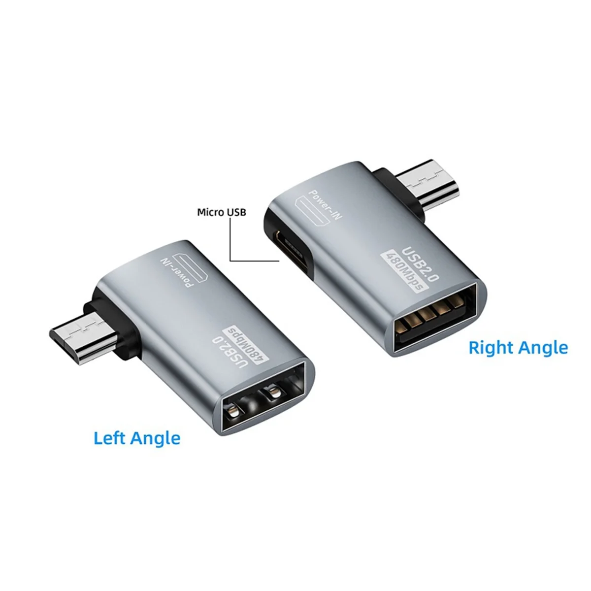 Adaptador OTG de 2 piezas Para Fire TV Stick, 90 grados, ángulo izquierdo/derecho, micro-usb a USB, OTG, para teléfono Android y tableta