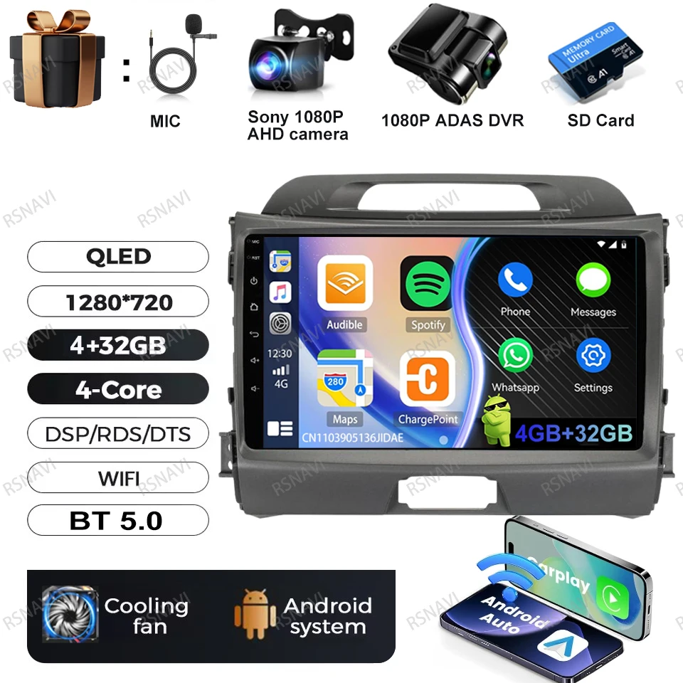 Autoradio Android 15 Voor KIA Sportage 2010 2011 2012 2013 2014 2015 2016 5G WIFI Qualcomm Navigatie DSP Stereo multimedia GPS