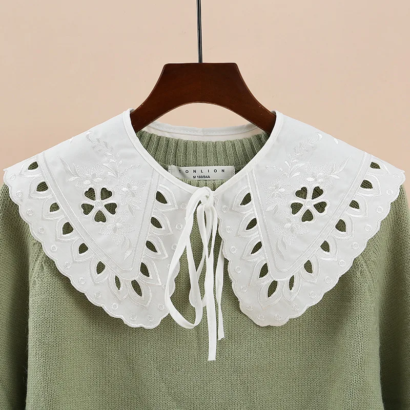 

Women Shirt Detachable Fake Collar Shawl for Sweater Blouse Solid Color Half Shirt Blouse Adjustable False Collars Shawl