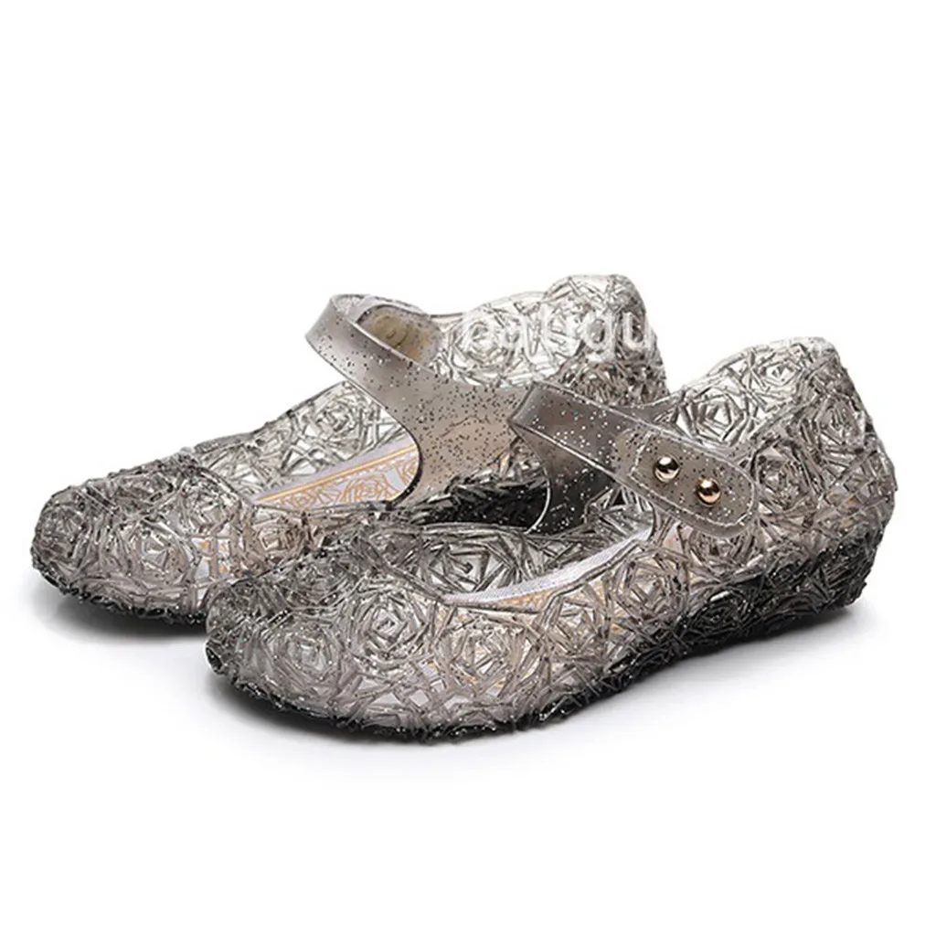 Summer New Fashion Crystal Sandals Children\'s Casual Single Shoes Girls Sandals Light Breathable Flat Princess Shoes Sandals