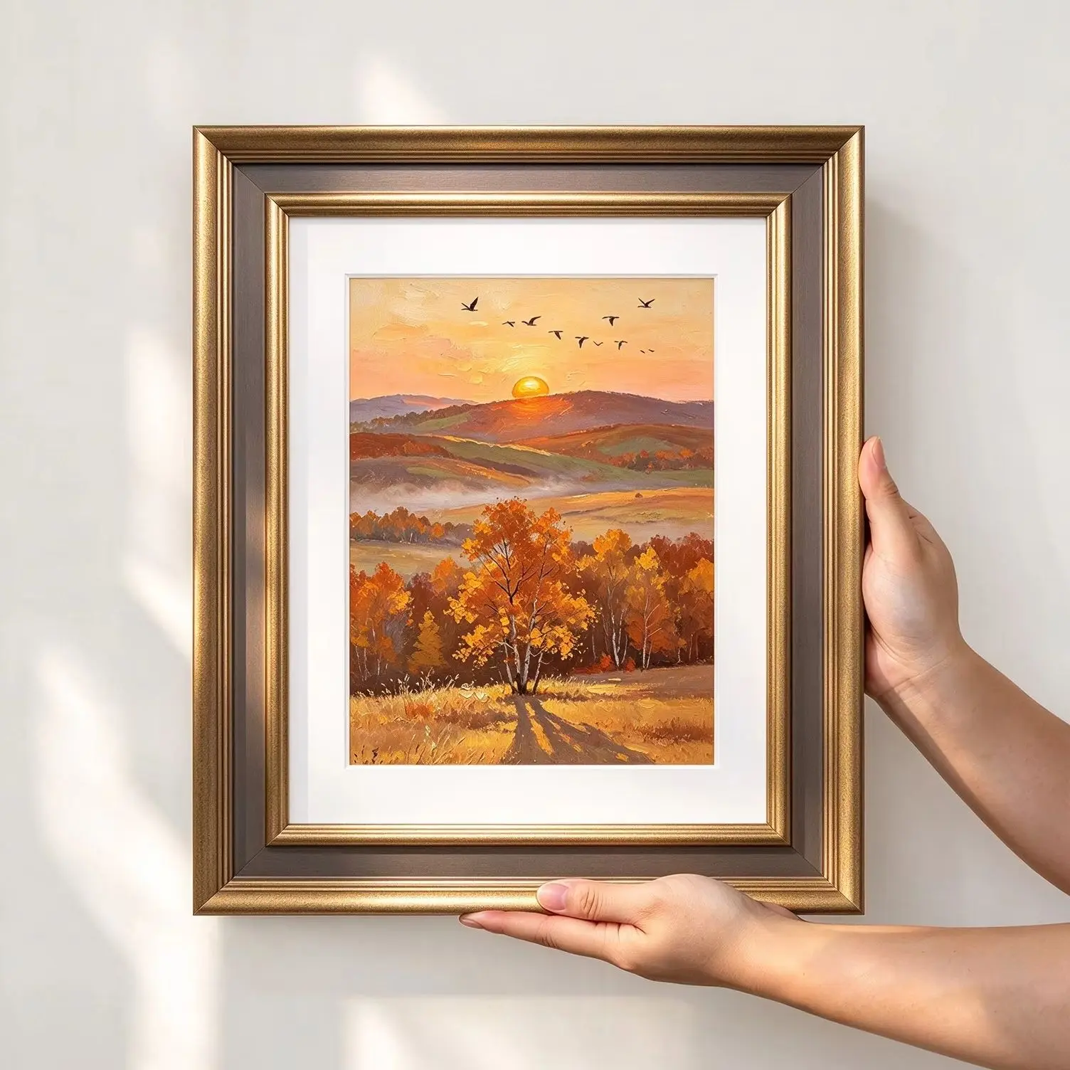 Classic Gold Wooden Picture Frame for Gallery Wall, Wide Border Art Frame, Eco-Friendly Solid Wood Poster Frame for Living Room