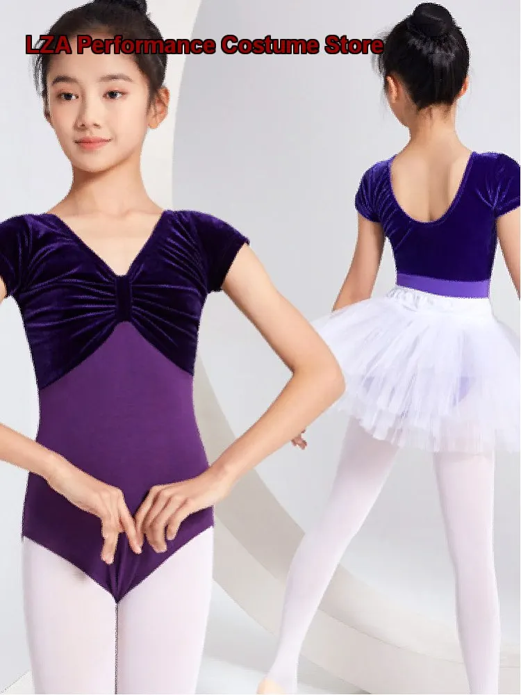 girls'-children's-dance-dress-short-sleeves-summer-chinese-dance-practice-leotard-body-suit-art-exam-grade-test-kids