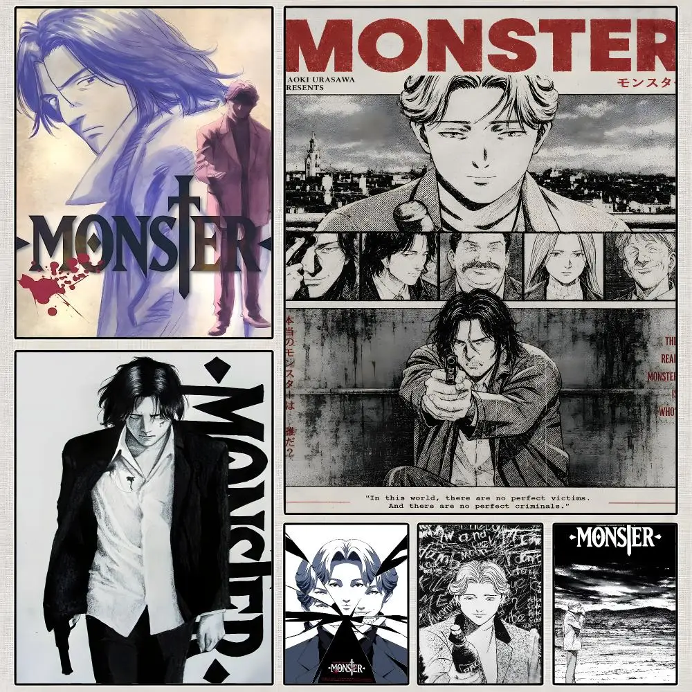 Anime Monster Johan Liebert Thriller Poster PP Wall Art Print Removable Water-Resistant Home Decor for Bedroom Apartment Gift