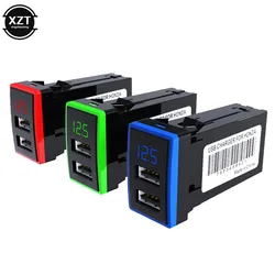 NEW 12V Dual USB Car Charger QC3.0 LED Voltmeter Power Adapter With Digital Voltage Display ForHONDA (43mm*24mm) Auto parts