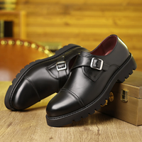 Black Low Top Patent Leather Shoes for Men Black Brown Double Buckle Business Banquet Shoes Classic Slip on Oxfords Male Loafers