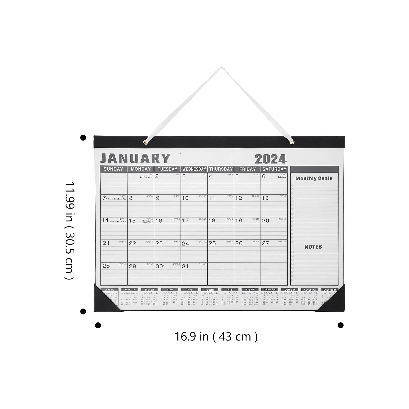 2024 Wall Calendar Paper Hanging Simple Design Office Calendar Note Daily Use Sturdy Monthly Planner Home Supply